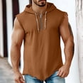 thumbnail image 2 of Men's Linen Sleeveless Hoodie Quarter Zip Pullover Solid Color Cotton Linen Blend Breathable Lightweight Casual Sports Gym Workout Beach Vacation Streetwear | Zenithor,Orange 2XL, 2 of 8