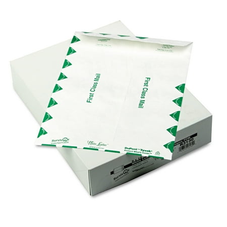 Columbian Tyvek First Class Survivor White Leather Tyvek Mailer, First Class, 9 x 12, White, 100/Box -QUAR3130 ()
