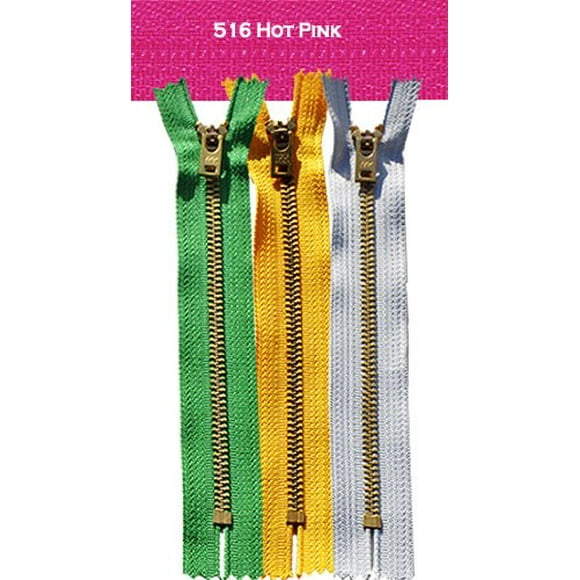 4" - 11" Jean Zippers ~ YKK #5 Jeans ~ Brass by Each (Select Length/Color) (Length 5 inches, 516 - Hot Pink)