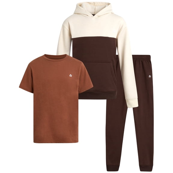 RBX Boys Activewear Set - 3 Piece Fleece Hoodie Sweatshirt, Jogger Sweatpants, and Jersey Tee (8-12)