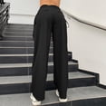 thumbnail image 4 of Sngxgn Women's Baggy Cargo Pants Fold Over Waist Solid Color Pants Casual Trousers(Black,M), 4 of 7