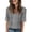Gray, variant on CIENVNSTG Tops For Women V Neck Short Sleeve Casual Fit Hollow Out Knit Oversized T Shirts Basic Summer Petite Office Tunic Top Ladies Blouse Blue L
