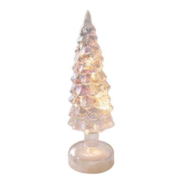 Lámpara de noche de árbol de Navidad artificial de mesa iluminada con decoración navideña ligera S Blanco