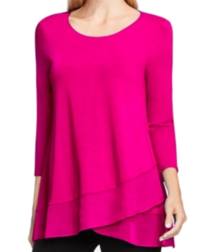 Vince Camuto - Vince Camuto NEW Pink Womens Size XS Chiffon-Hem Overlay Tunic Top - Walmart.com 