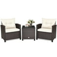 thumbnail image 2 of Gymax 3PCS Outdoor Patio Rattan Conversation Set Garden Yard w/ Off White Cushions, 2 of 10
