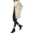 thumbnail image 6 of Allegra K Women's Double Breasted Lapel Raglan Long Sleeve Mid Length Overcoat 3XL Cream White, 6 of 7
