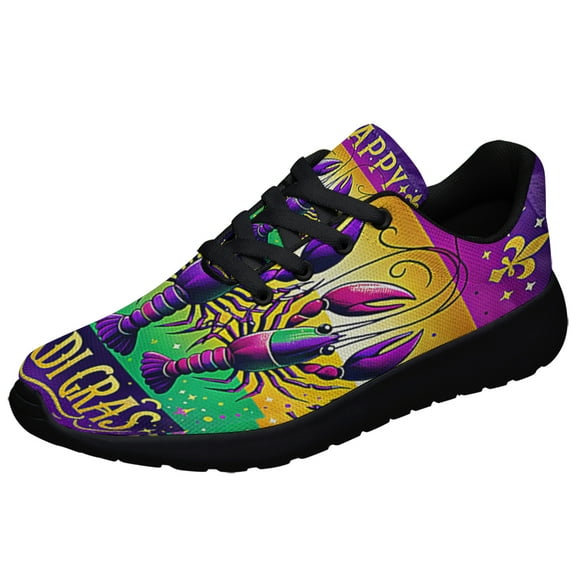 Mardi Gras Crawfish Shoes Sneakers Black Size 3.5