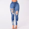 thumbnail image 3 of Idoravan Jeans for Women Clearance under 10.00 Stretch Jeans for Women on Clearance Ripped Fashion Women Hole Female High Waist Stretch Slim Sexy Pencil Pants, 3 of 9