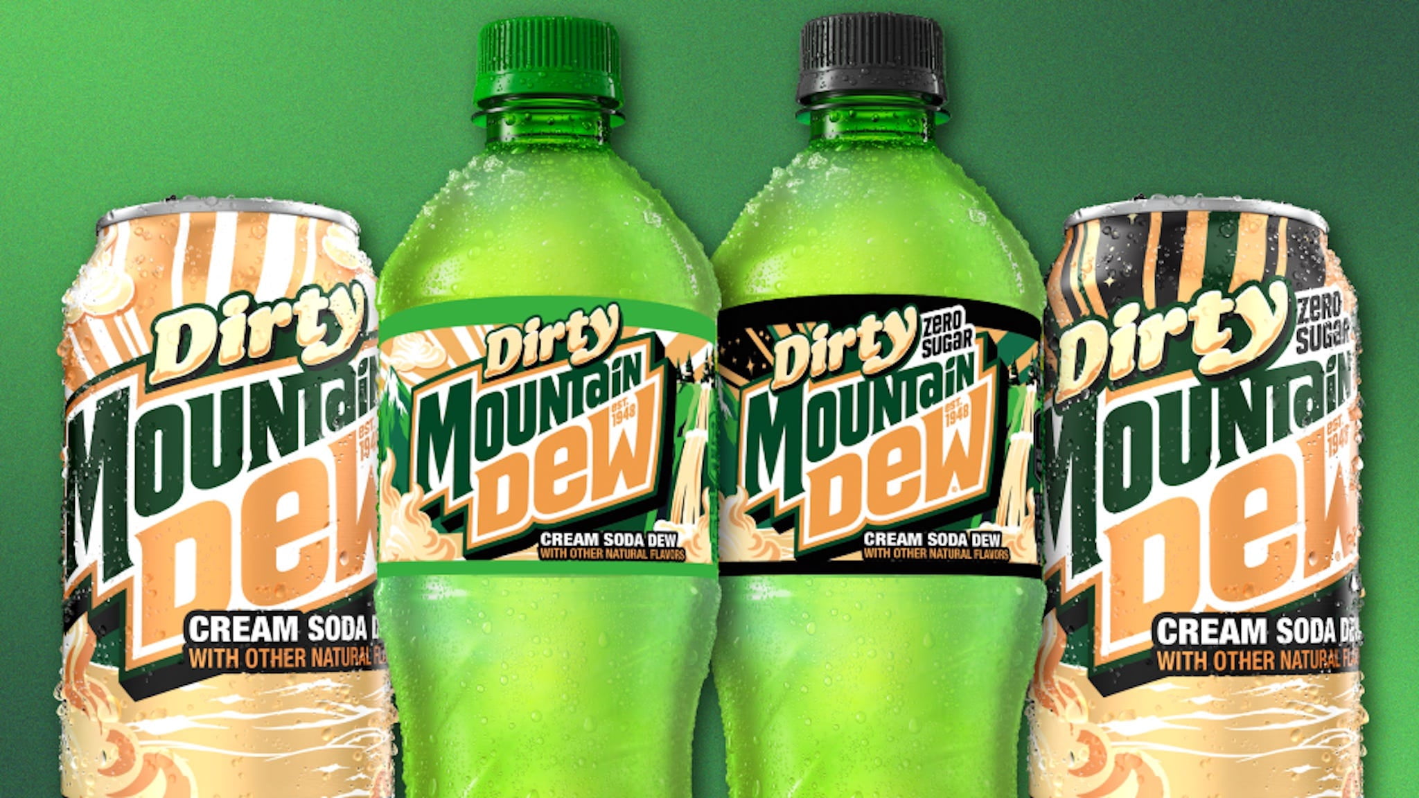 Mountain Dew Dirty Cream Soda, 20 Oz Bottle -24-pack