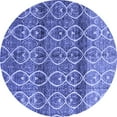 thumbnail image 1 of Ahgly Company Machine Washable Indoor Round Abstract Blue Modern Area Rugs, 4' Round, 1 of 4