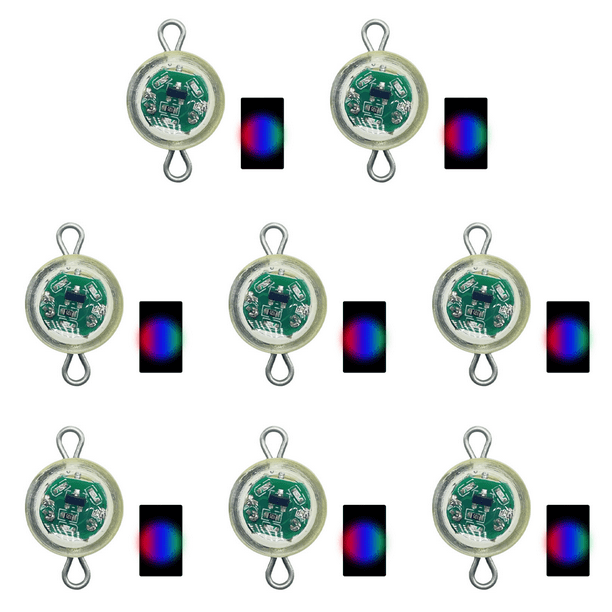 Lámpara LED Kuymtek para Atraer Peces Minilámpara Duradera Flash Circular Tricolor 8 Uds