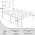 thumbnail image 3 of Fullfurnique Metal Platform Bed with Spindle Headboard and Footboard for Adult, Twin, White, 3 of 6