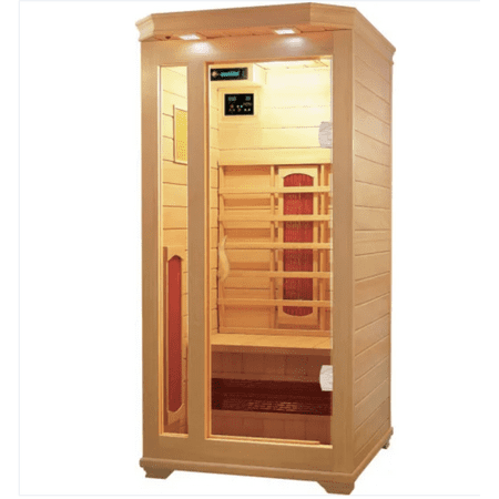 Adam Lucy Home Sauna Solid-Wood Hemlock 1-Person Steam Sauna with Speakers/Lighting