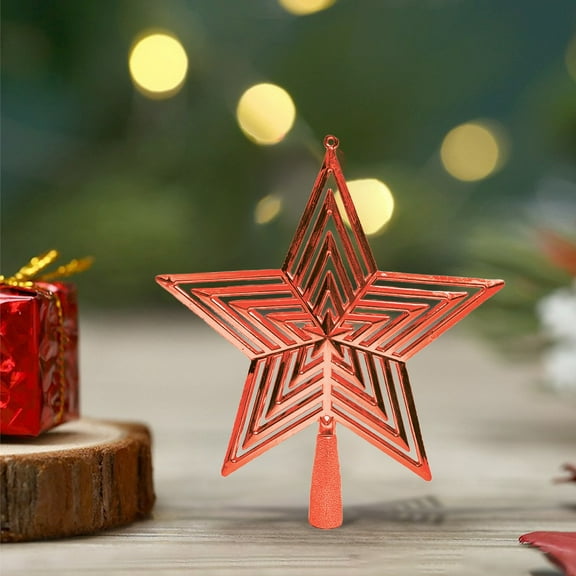 HongHeng 1Pc Star Chirstmas Tree Topper Christmas Decoration,7 Inch Red