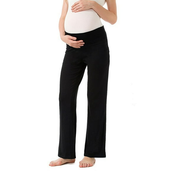 Jchiup Women's Maternity Wide Straight Versatile Comfy Lounge Pants Pregnancy Trousers