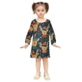 thumbnail image 2 of Girls' long-sleeved dress Reindeer Face Christmas Elements Girls' A-line dress with ribbed cuffs Soft and comfortable, 2 of 6