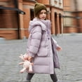 thumbnail image 6 of NAISIBABY Girls Parka with Pockets, Windproof Hooded Zip Up Thermal Winter Over Knee Length Puffer Coat Purple 13T, 6 of 8