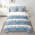 thumbnail image 2 of Manfei Kid Cartoon Train Bedding Comforter Set 7-Piece, Boys Construction Truck King Bedding Sets, Tractor Machinery Reversible Bed Sheets, Breathable Home Decor, 2 of 7