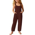 thumbnail image 4 of Dpytoraw Stylish Comfortable Girls Casual Pants, Loose Fit Pocket Pants with Overall Design for Everyday Play Brown Size 5-6 Years, 4 of 4