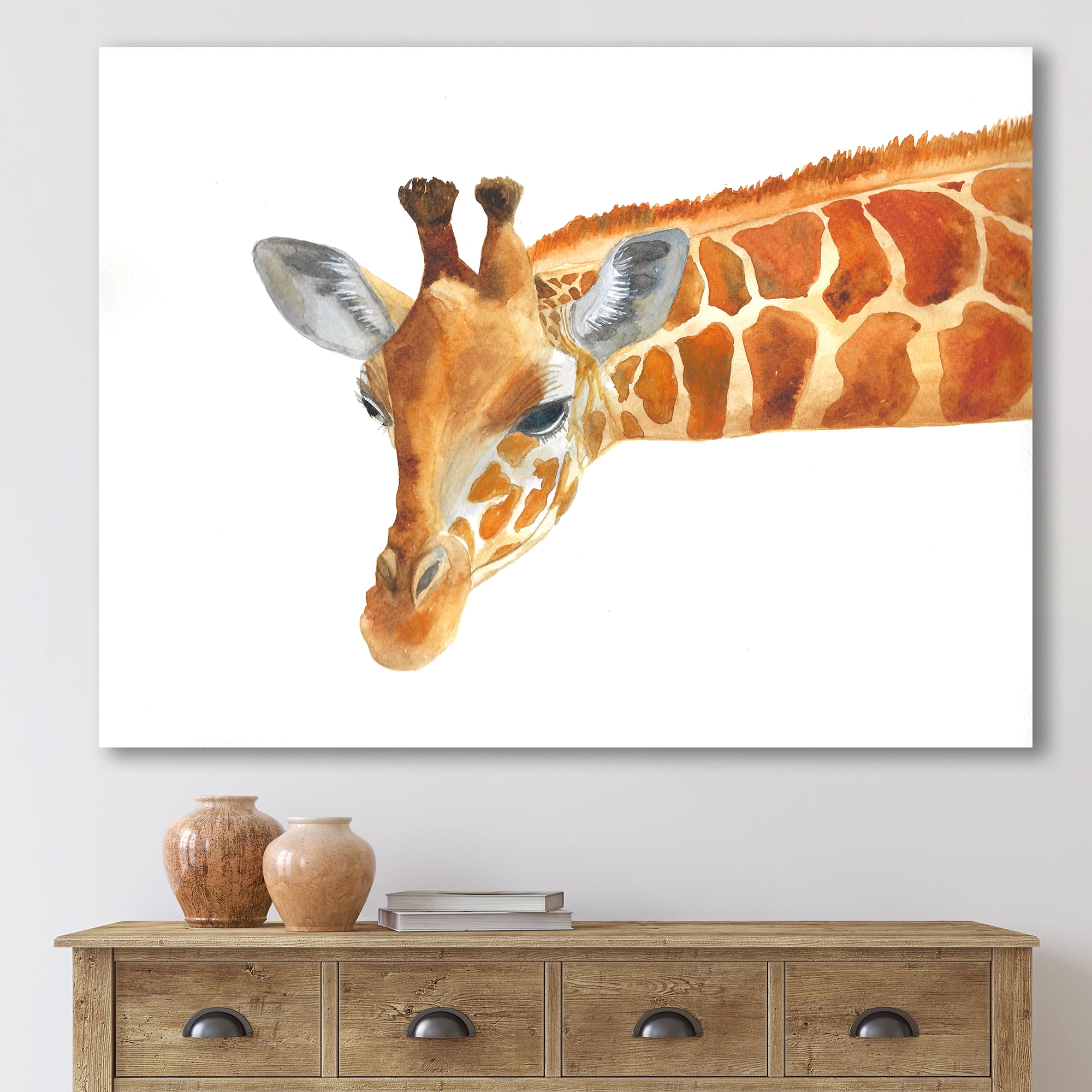 Designart ' Close Up Portrait of A Giraffe IX ' Farmhouse Canvas Wall Art Print