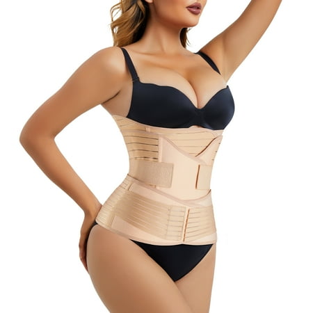 

CtriLady 3 In 1 Women s Maternity Belly Band Wrap Pregnancy Postpartum Waist Trainer C Section Support Abdomen Belt Recovery Girdle(Beige Large)