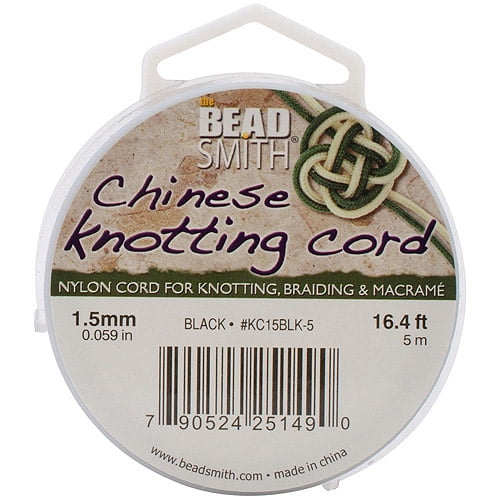 Chinese Knotting Cord, 1.5mm, 164/5' per Spool, Black