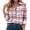 A-Pink, variant on Josdec Women's Plaid Button Down Shirt, Lapel Long Sleeve with Double Chest Pockets for Office Daily S‑2XL