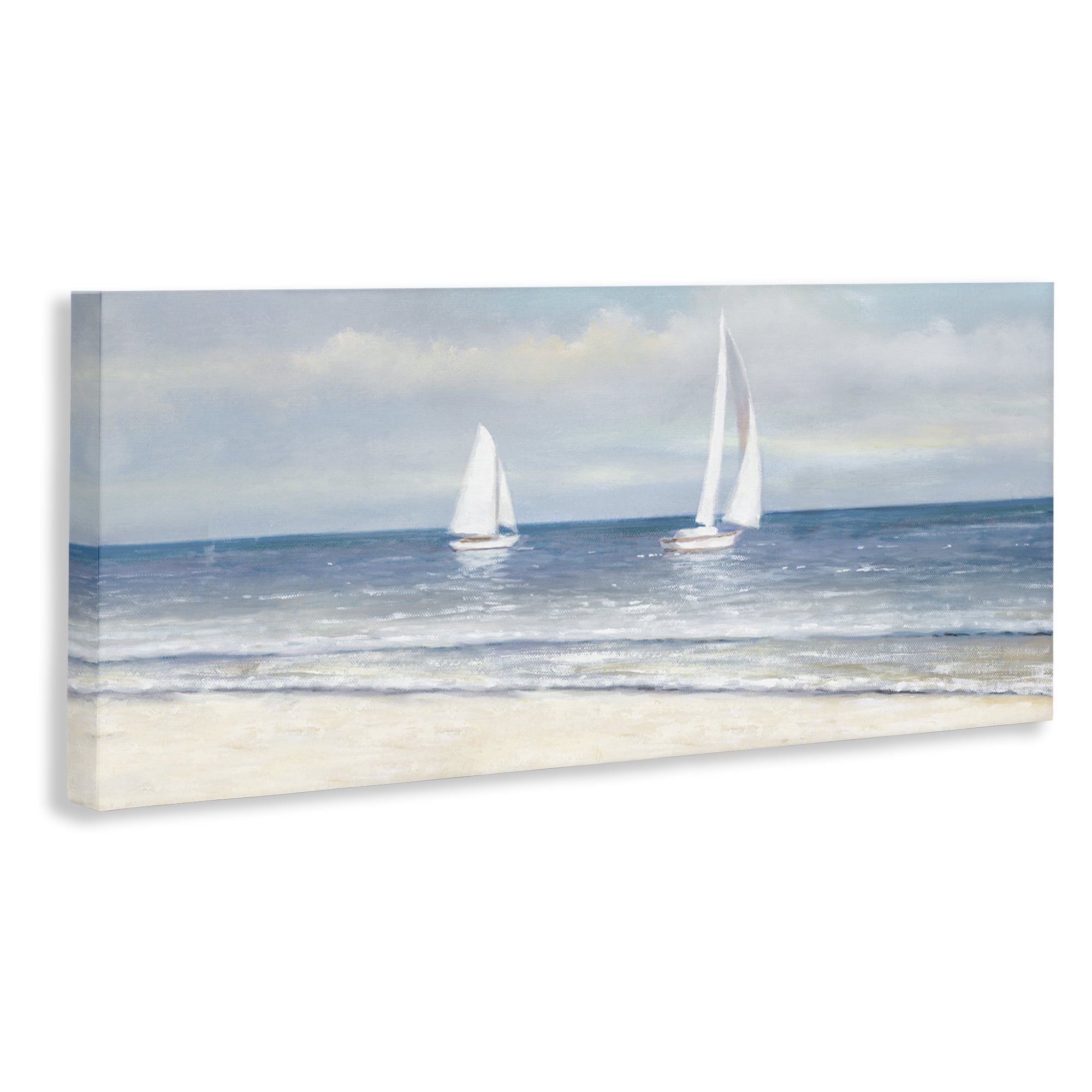 Stupell Industries Sooth Sailboats View Nautical & Beach Painting Wrapped Canvas Art Print Wall Art, 24 x 10