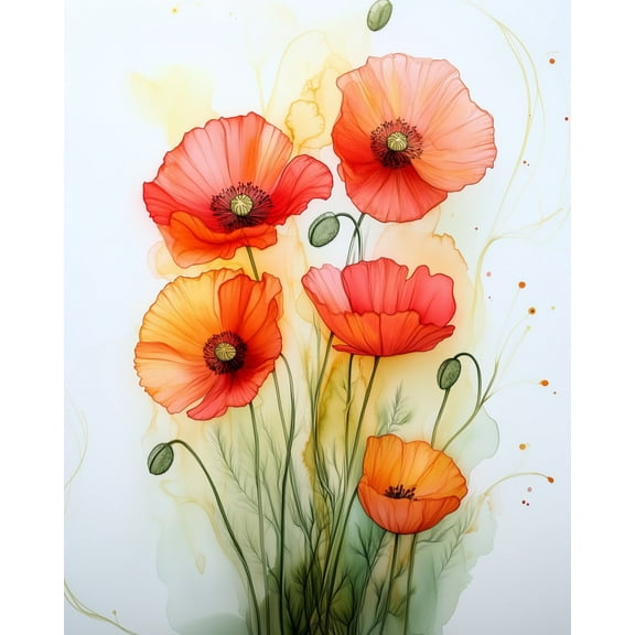 Paint by Numbers for Adults Kids Beginner Dancing Poppies DIY Acrylic Painting by Numbers Kits with Brushes Acrylic Pigment Home Decoration Gifts 16 x 20 inch