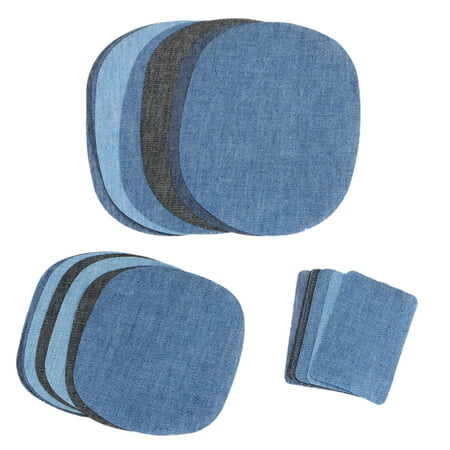 Iron On Denim Patches for Clothing Jeans, 30-pack No-Sew Denim Patches Assorted Cotton Jeans Repair Kit Great for DIY Sew on Patch for Jeans, with 3 Assorted