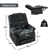 Bonzy Home Massage Recliner Chair with Heat and Vibration Manual Recliners Fabric Sofa Reclining Chair for Living Room, Gray