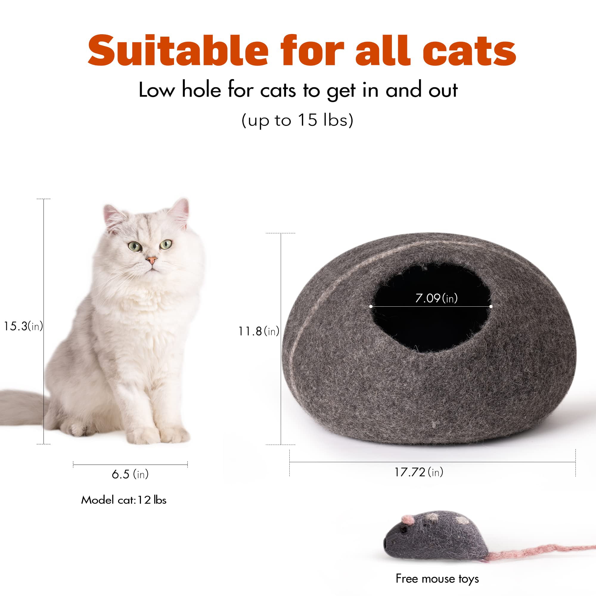 Cats Cat Wool House,Black Kittens,Handmade Medium Indoor Cave and Cat Bed,for Mewoofun