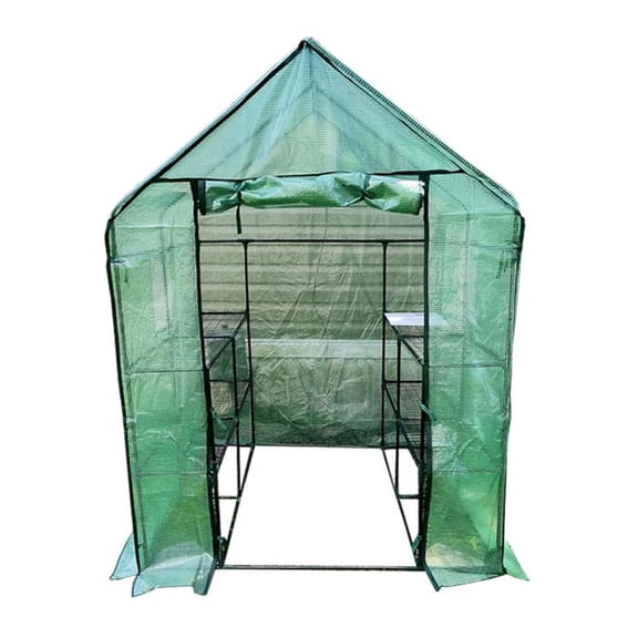Garden Winds Custom Fit Replacement Cover Compatible with The Ohuhu 4.8' x 4.8' Portable Walk In Instant Pop Up Greenhouse Zipper Entry Door Mesh Side Windows - PE Fabric - Green