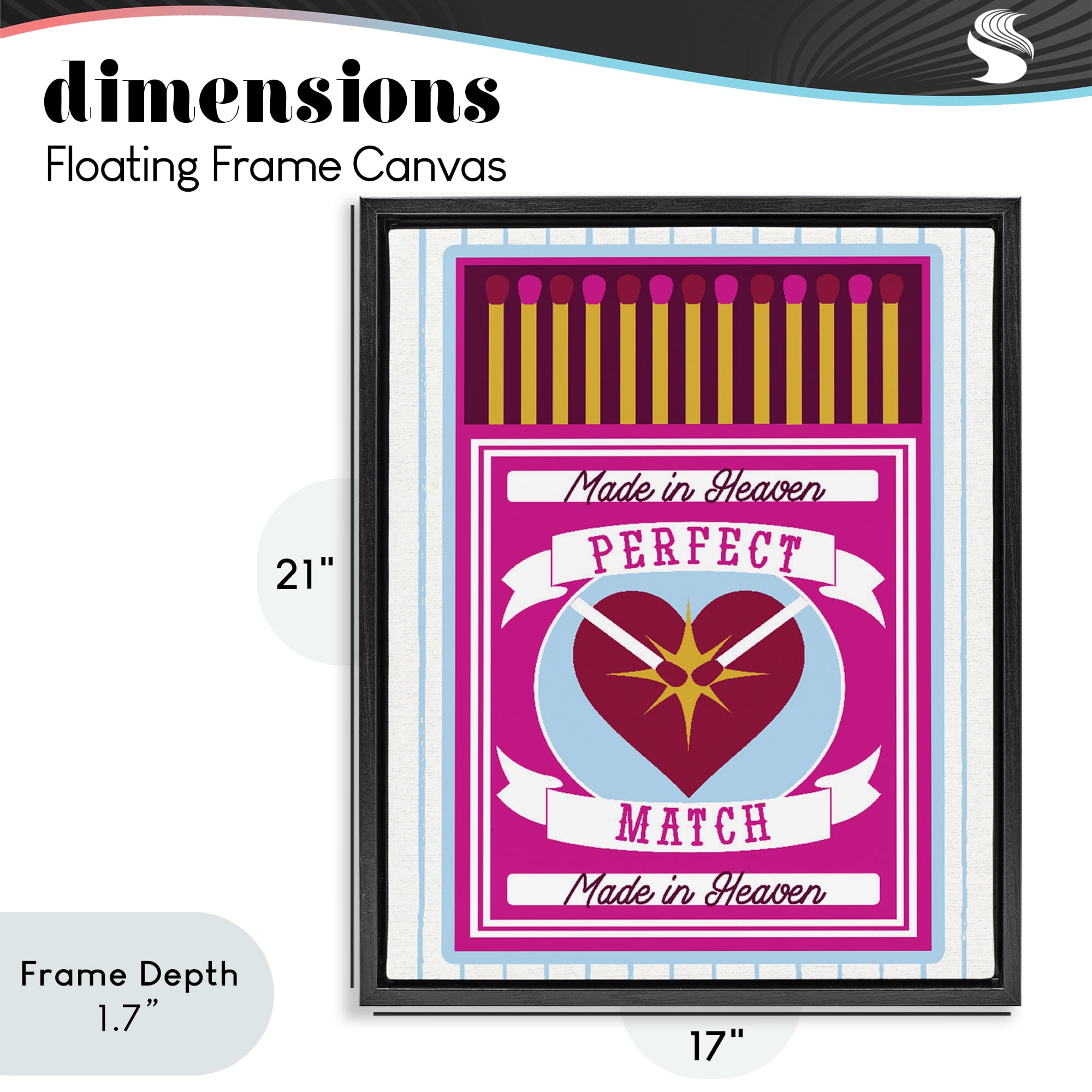 Stupell Industries Perfect Match Made In Heaven Black Framed Floater Canvas Wall Art, design by Lil' Rue