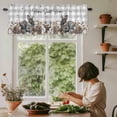 thumbnail image 6 of Rabbits Pine Cone Rod Pocket Curtain Valance, Sweet Home Texture Grey Plaid Farmhouse Farmhouse Window Valance for Living Room, Bedroom, Kitchen 54"W x 18"L, 6 of 9