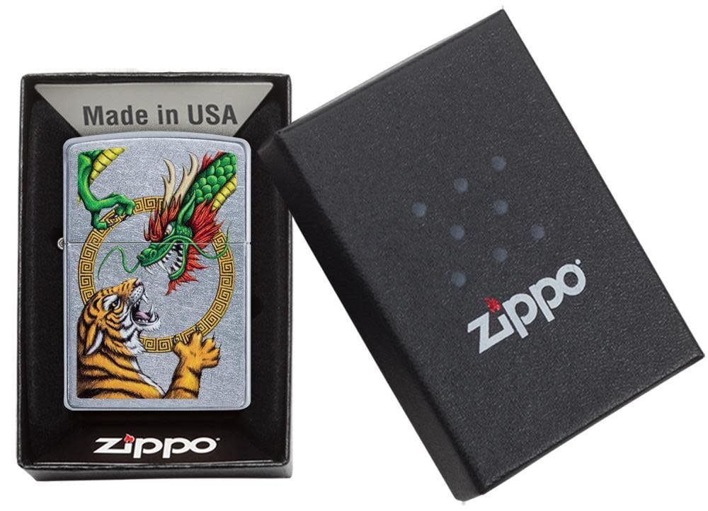 Zippo Tiger and Dragon Design High Polish Brass Pocket Zippo Tiger and Dragon Design High Polish Brass Pocket