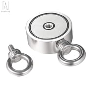 Gustave Double Sided Fishing Magnet 600LBs Pull Strong Magnets Heavy Duty Neodymium Rare Earth Magnet Thick Eyebolt with 10M Rope for Treasure Hunt River Lake Fishing