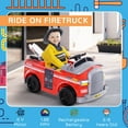 thumbnail image 4 of Kids Bikes 6V Electric Ride-On Fire Truck Vehicle for Kids with Remote Control, Music, Lights, and Ladder,Kids Riding Toys, 4 of 5