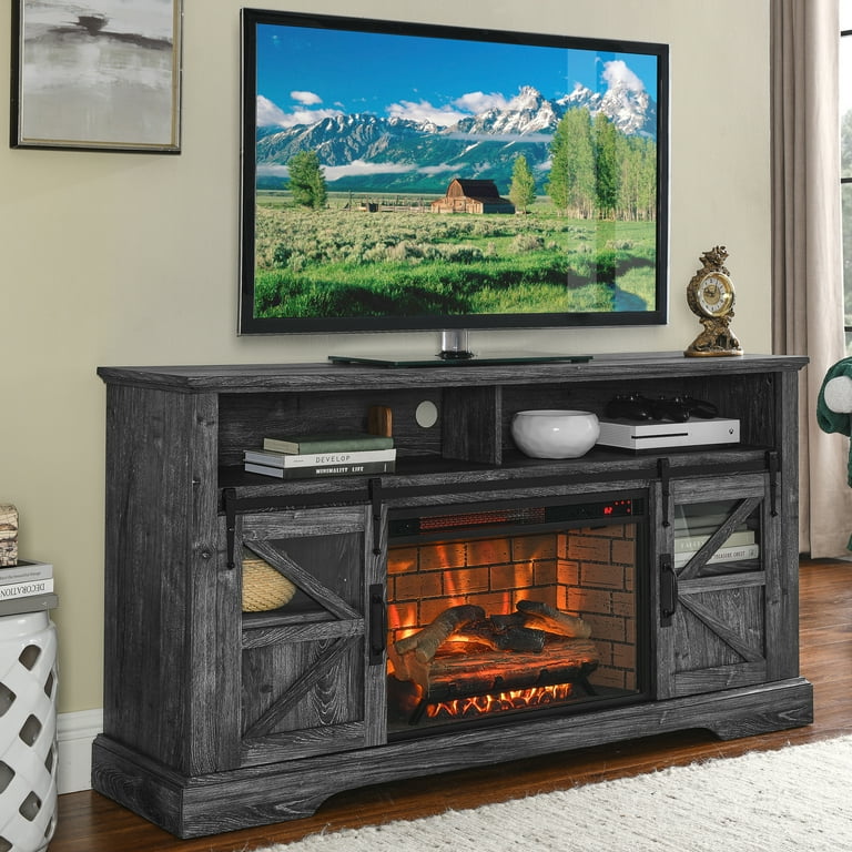 Electric fireplace heater tv stand outlet