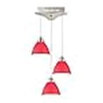 thumbnail image 3 of Alico Piatto Suspension LED 3 Lumières en Nickel Satiné avec Verre Rouge, 3 of 3
