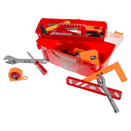 UPC: 0191344786221 | 40-Piece Toy Tool Box Set-Pretend Play Construction Handyman Set for Boys and Girls-Includes Hammer Screwdrivers Drill Bolts and More by Hey! Play!
