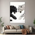 thumbnail image 6 of Mudket Framed White Leopard Canvas Wall Art, Black and White Animal Print Wall Decor, Bold Wildlife Art Ready to Hang - 12"L x 8"W, 6 of 10