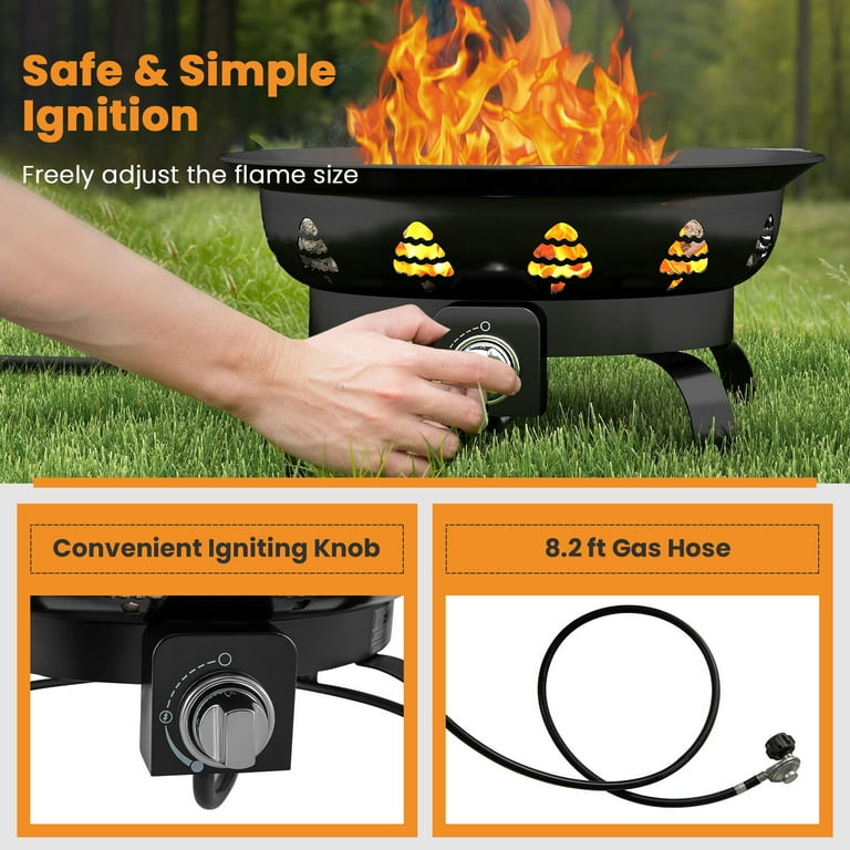 Gymax 21 Inch Diameter Propane Gas Fire Pit Patio Portable Fire