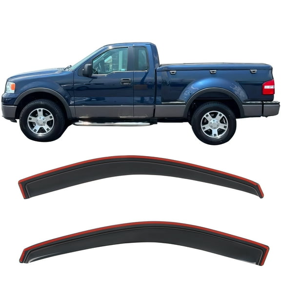 Ikon Motorsports In-Channel Window Visors Fits 2004-2008 Ford F-150 Standard Cab, Slim Style Side Door Rain Vent Guard Deflectors, Acrylic Smoke 2PCS