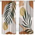 thumbnail image 2 of Mid Century Modern Curtains, Boho Aesthetic Tropical Palm Leaves Abstract Minimalist Geometic Arch Curtains Treatments for Bedroom Living Room Bathroom Window 2 Panels, 84"x63" Inch, 2 of 5
