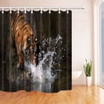 thumbnail image 1 of ABPHQTO Cortina de baño de tela de poliéster con diseño de tigre jugando al agua en el bosque, cortina de ducha de baño 160x180 cm, 1 of 1