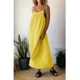 thumbnail image 4 of Women'S Summer Cotton Maxi Dress Adjustable Spaghetti Strap Boho Casual Backless Ruffle Loose Fit Flowy Dress Yellow 5XL, 4 of 5