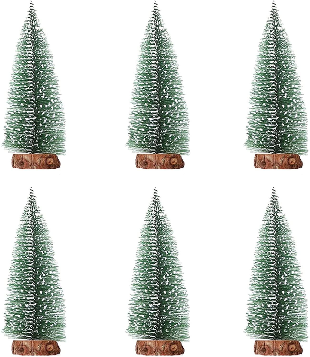 12x Mini Sisal Christmas Trees Ornament Snow Frost Small Pine Tree XMAS Decor 