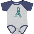 thumbnail image 3 of Inktastic Ovarian Cancer Awareness Teal Ribbon Made of Hearts Boys or Girls Baby Bodysuit, 3 of 5
