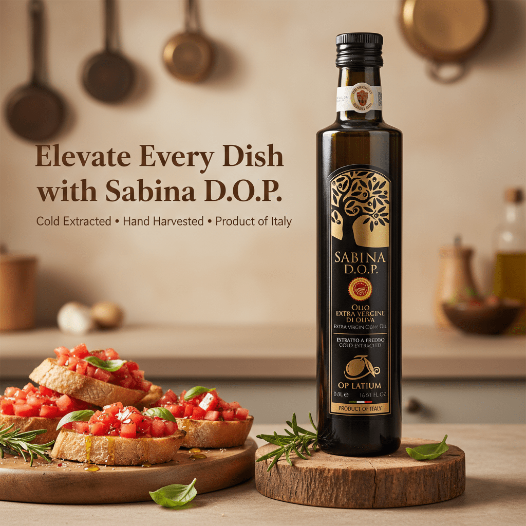 OP Latium Sabina Extra Virgin Olive Oil, 16.9 fl oz (500 ml), DOP Italian EVOO, Product of Italy